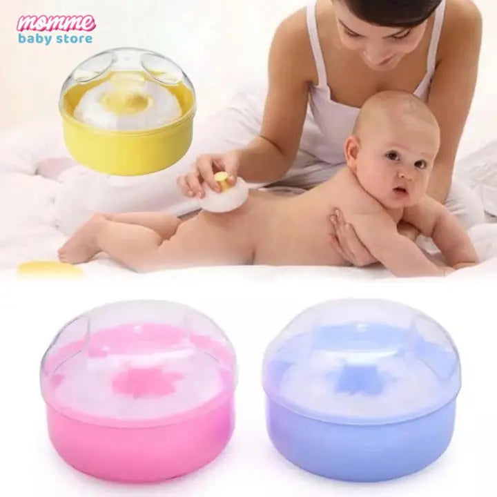 DOT Baby Soft Face Cosmetic Powder Puff talcum powder Sponge Box Case Container